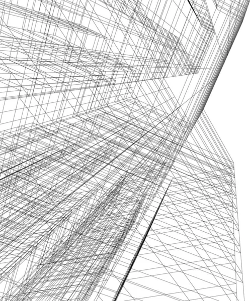 Elvont Rajzvonalak Építészeti Képzőművészetben Minimális Geometriai Formák — Stock Vector