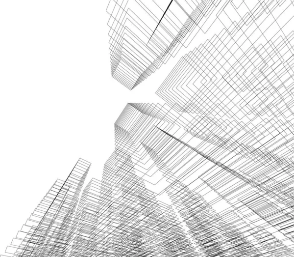 Lignes Dessin Abstraites Dans Concept Art Architectural Formes Géométriques Minimales — Image vectorielle