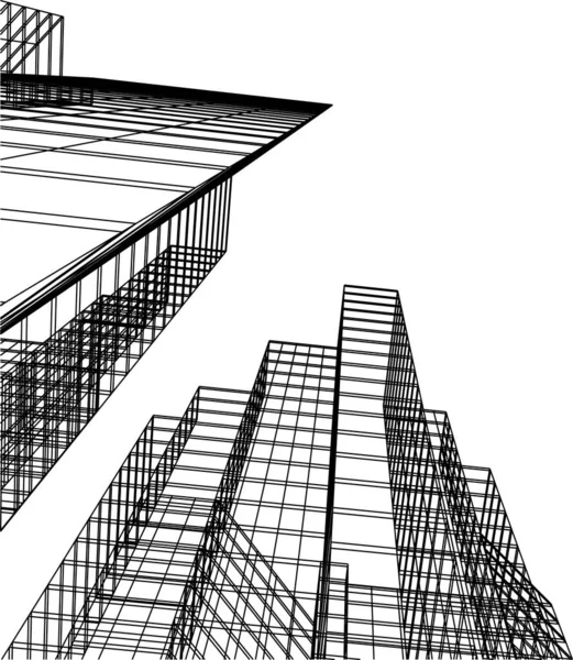 Abstracte Tekenlijnen Architectonisch Kunstconcept Minimale Geometrische Vormen — Stockvector