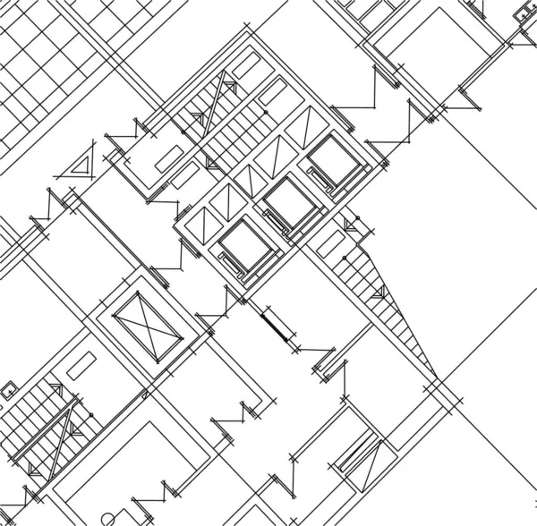 Linee Disegno Astratte Nel Concetto Arte Architettonica Forme Geometriche Minime — Vettoriale Stock