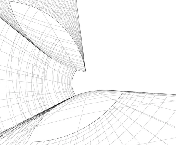 Abstrakte Zeichnungslinien Architektonischen Kunstkonzept Minimale Geometrische Formen — Stockvektor