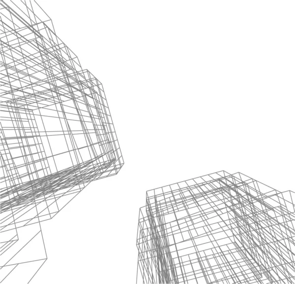 Elvont Rajzvonalak Építészeti Képzőművészetben Minimális Geometriai Formák — Stock Vector