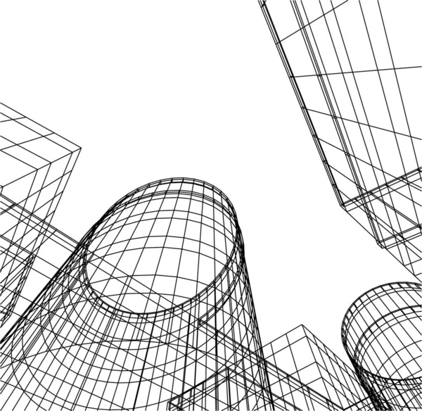 Linhas Abstratas Desenho Conceito Arte Arquitetônica Formas Geométricas Mínimas — Vetor de Stock