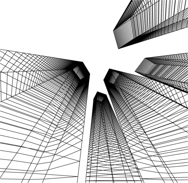 Абстрактные Чертежи Архитектурном Искусстве Минимальные Геометрические Формы — стоковый вектор