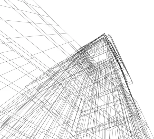 Abstrakta Teckningslinjer Arkitektonisk Konst Koncept Minimala Geometriska Former — Stock vektor