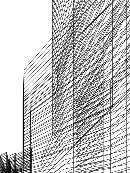 Linee Disegno Astratte Nel Concetto Arte Architettonica Forme Geometriche Minime — Vettoriale Stock