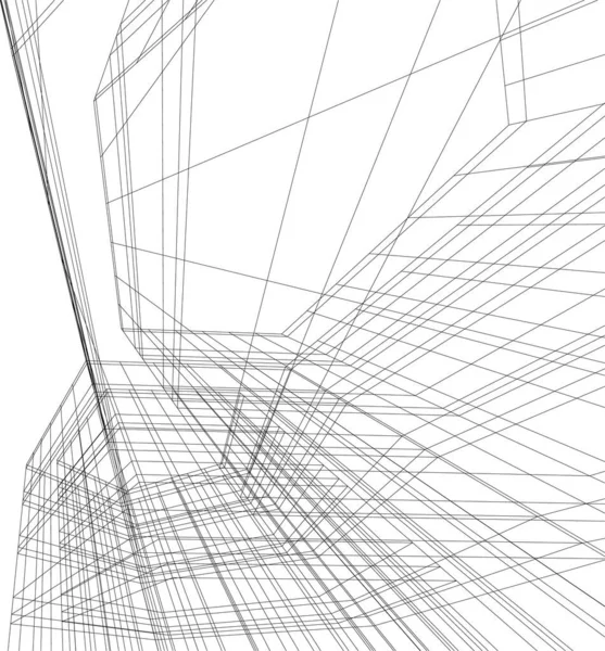 Lignes Dessin Abstraites Dans Concept Art Architectural Formes Géométriques Minimales — Image vectorielle