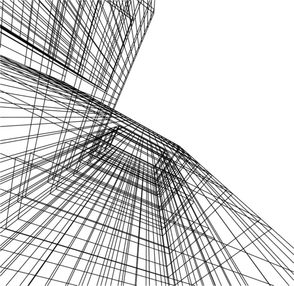 Mimari Sanat Konseptinde Soyut Çizgiler Minimum Geometrik Şekiller — Stok Vektör