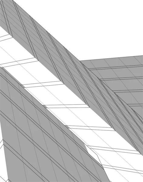 Abstrakte Zeichnungslinien Architektonischen Kunstkonzept Minimale Geometrische Formen — Stockvektor