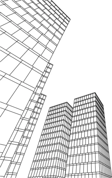 Abstrakte Zeichnungslinien Architektonischen Kunstkonzept Minimale Geometrische Formen — Stockvektor