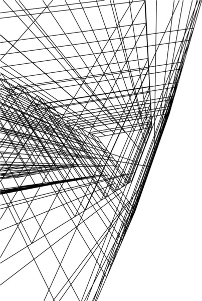 Abstrakti Piirustus Linjat Arkkitehtonisen Taiteen Käsite Minimaalinen Geometriset Muodot — vektorikuva