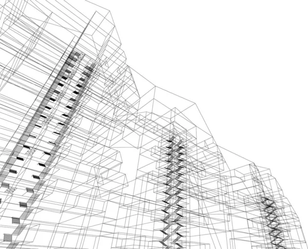 Líneas Abstractas Dibujo Concepto Arte Arquitectónico Formas Geométricas Mínimas — Archivo Imágenes Vectoriales