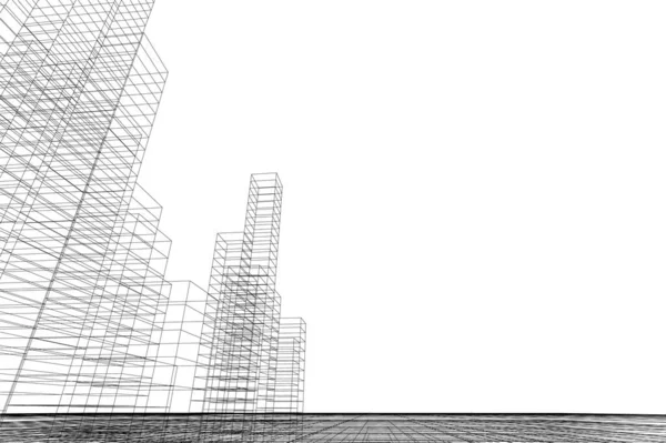 Líneas Abstractas Dibujo Concepto Arte Arquitectónico Formas Geométricas Mínimas — Vector de stock