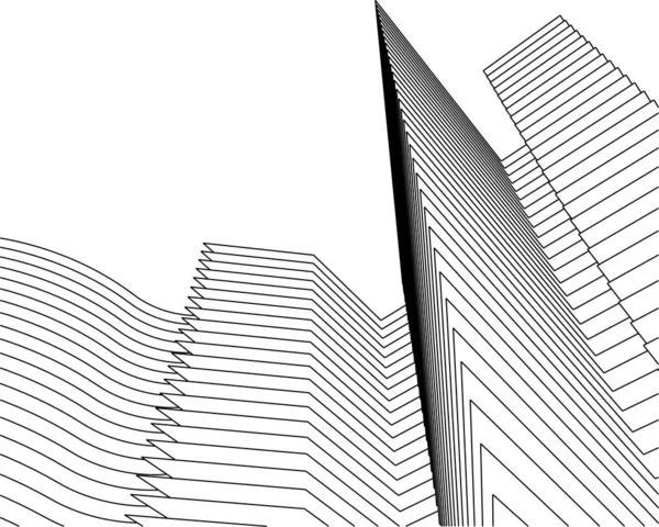 Lignes Dessin Abstraites Dans Concept Art Architectural Formes Géométriques Minimales — Image vectorielle