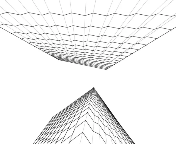 Linee Disegno Astratte Nel Concetto Arte Architettonica Forme Geometriche Minime — Vettoriale Stock