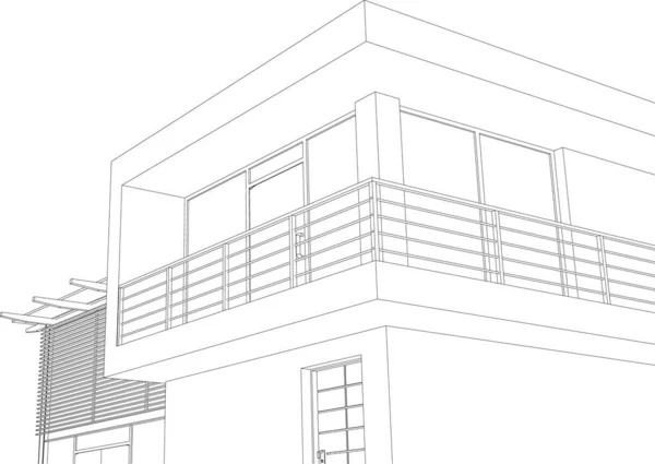 Líneas Abstractas Dibujo Concepto Arte Arquitectónico Formas Geométricas Mínimas — Vector de stock