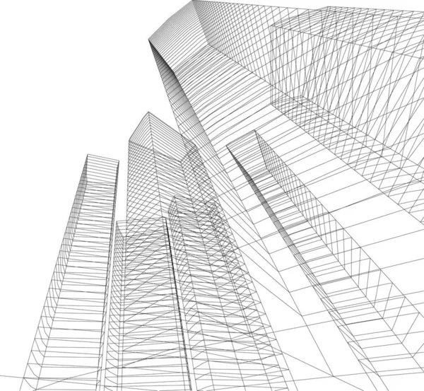 Abstracte Tekenlijnen Architectonisch Kunstconcept Minimale Geometrische Vormen — Stockvector