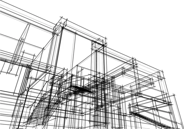 Linee Disegno Astratte Nel Concetto Arte Architettonica Forme Geometriche Minime — Vettoriale Stock