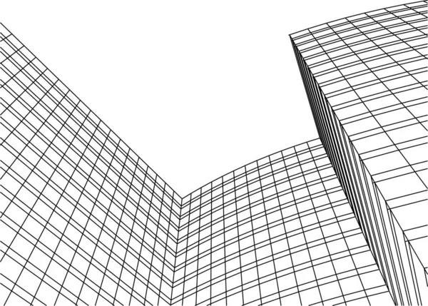 Líneas Abstractas Dibujo Concepto Arte Arquitectónico Formas Geométricas Mínimas — Vector de stock