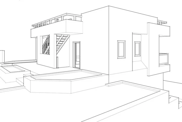 Linhas Abstratas Desenho Conceito Arte Arquitetônica Formas Geométricas Mínimas — Vetor de Stock