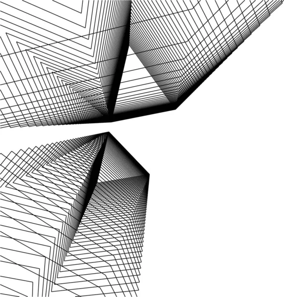 Líneas Abstractas Dibujo Concepto Arte Arquitectónico Formas Geométricas Mínimas — Archivo Imágenes Vectoriales