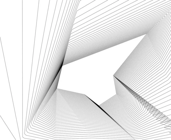 Abstracte Tekenlijnen Architectonisch Kunstconcept Minimale Geometrische Vormen — Stockvector