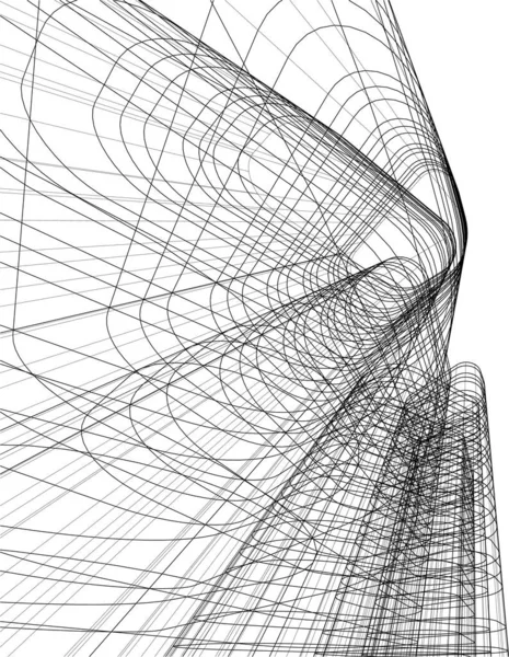 Linhas Desenho Abstratas Conceito Arte Arquitetônica Fundo Branco Formas Geométricas — Vetor de Stock