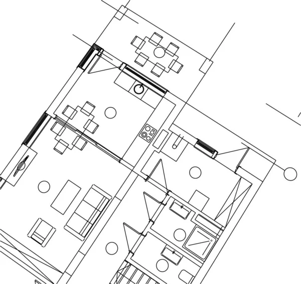 Abstrakte Zeichnungslinien Architektonischen Kunstkonzept Minimale Geometrische Formen — Stockvektor