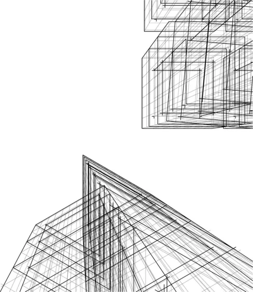 建筑艺术概念中的抽象绘图线 最小几何形状 — 图库矢量图片