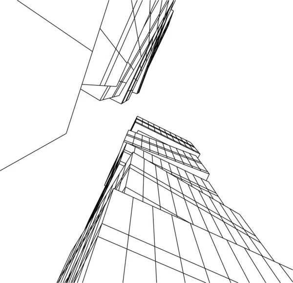 Lignes Dessin Abstraites Dans Concept Art Architectural Formes Géométriques Minimales — Image vectorielle