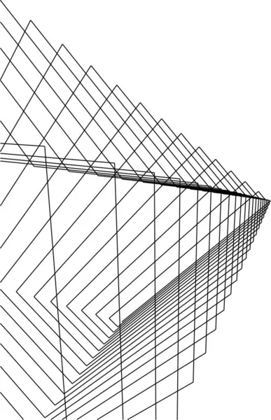 Líneas Abstractas Dibujo Concepto Arte Arquitectónico Formas Geométricas Mínimas — Vector de stock