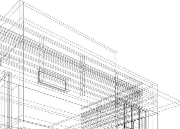 Abstracte Tekenlijnen Architectonisch Kunstconcept Minimale Geometrische Vormen — Stockvector