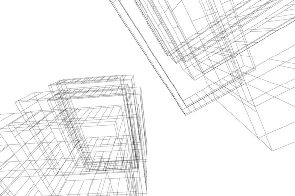 Lignes Dessin Abstraites Dans Concept Art Architectural Formes Géométriques Minimales — Image vectorielle