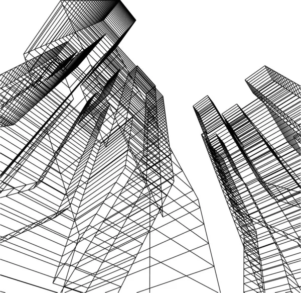 Abstracte Tekenlijnen Architectonisch Kunstconcept Minimale Geometrische Vormen — Stockvector