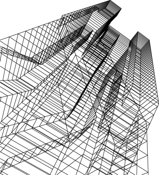 Abstrakte Zeichnungslinien Architektonischen Kunstkonzept Minimale Geometrische Formen — Stockvektor