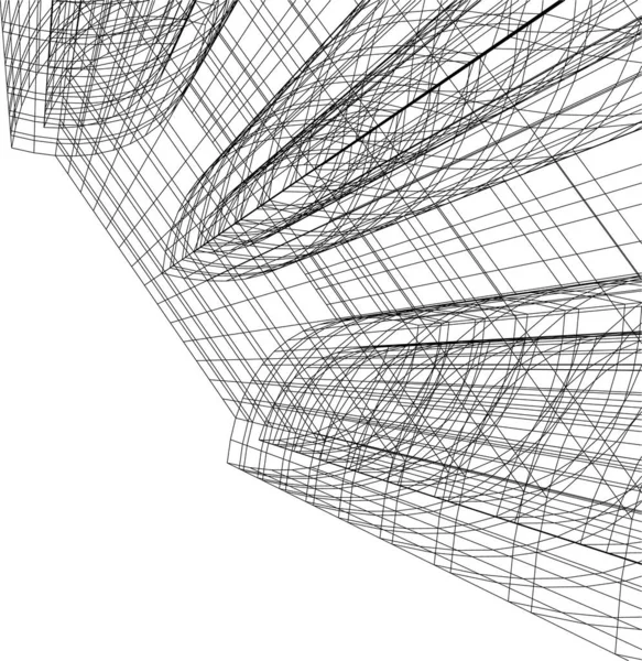 Абстрактные Чертежи Архитектурной Концепции Искусства Белом Фоне Минимальные Геометрические Формы — стоковый вектор