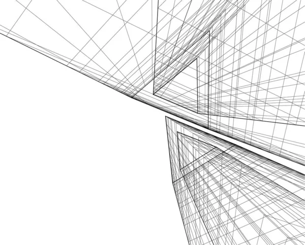 Lignes Dessin Abstraites Dans Concept Art Architectural Formes Géométriques Minimales — Image vectorielle