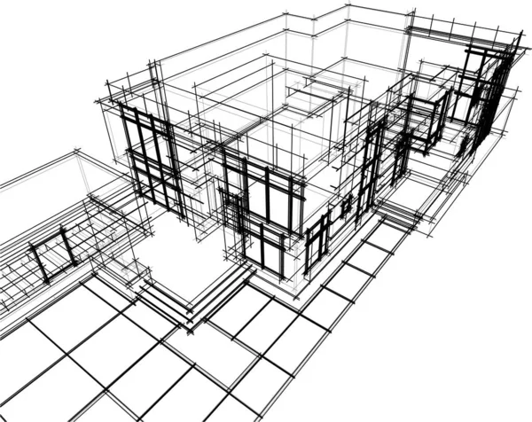 Abstrakcyjne Linie Rysunku Koncepcji Sztuki Architektonicznej Minimalne Kształty Geometryczne — Wektor stockowy