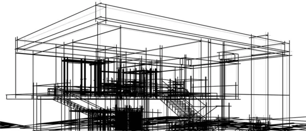 Linee Disegno Astratte Nel Concetto Arte Architettonica Forme Geometriche Minime — Vettoriale Stock