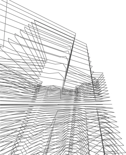 Abstrakcyjne Linie Rysunku Koncepcji Sztuki Architektonicznej Minimalne Kształty Geometryczne — Wektor stockowy