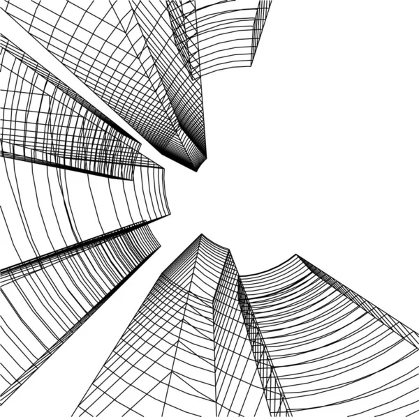 Lignes Dessin Abstraites Dans Concept Art Architectural Formes Géométriques Minimales — Image vectorielle