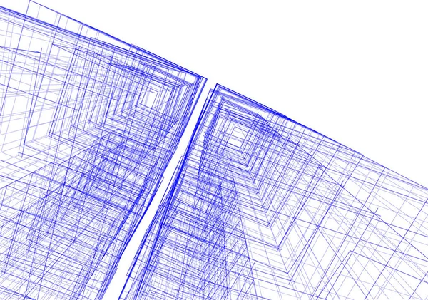 建筑艺术概念中的抽象绘图线 最小几何形状 — 图库矢量图片