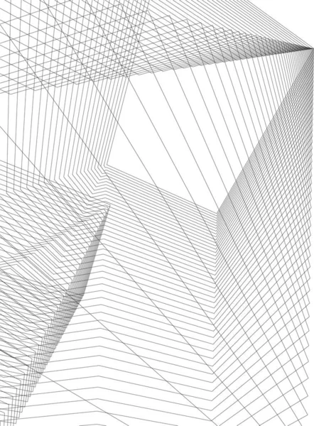 Líneas Abstractas Dibujo Concepto Arte Arquitectónico Formas Geométricas Mínimas — Vector de stock