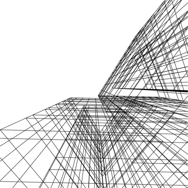 Mimari Sanat Konseptinde Soyut Çizgiler Minimum Geometrik Şekiller — Stok Vektör