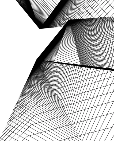 Líneas Abstractas Dibujo Concepto Arte Arquitectónico Formas Geométricas Mínimas — Vector de stock