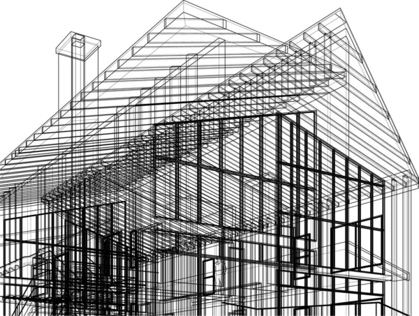 Abstrakcyjne Linie Rysunku Koncepcji Sztuki Architektonicznej Minimalne Kształty Geometryczne — Wektor stockowy