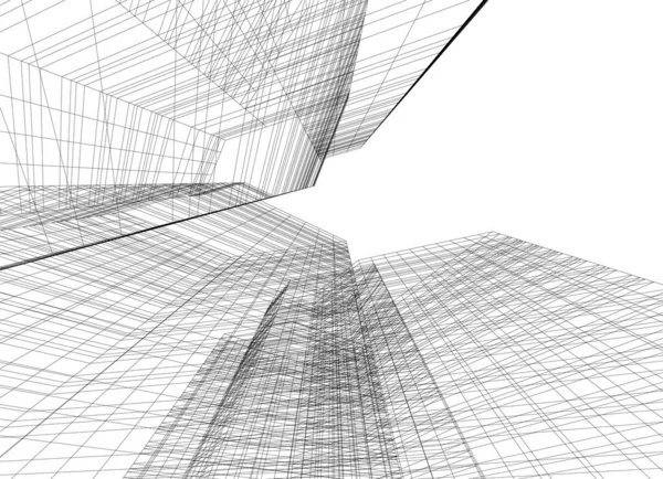 Líneas Abstractas Dibujo Concepto Arte Arquitectónico Formas Geométricas Mínimas — Archivo Imágenes Vectoriales