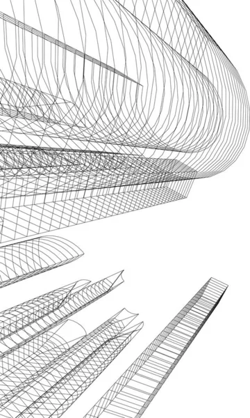 Linhas Abstratas Desenho Conceito Arte Arquitetônica Formas Geométricas Mínimas —  Vetores de Stock