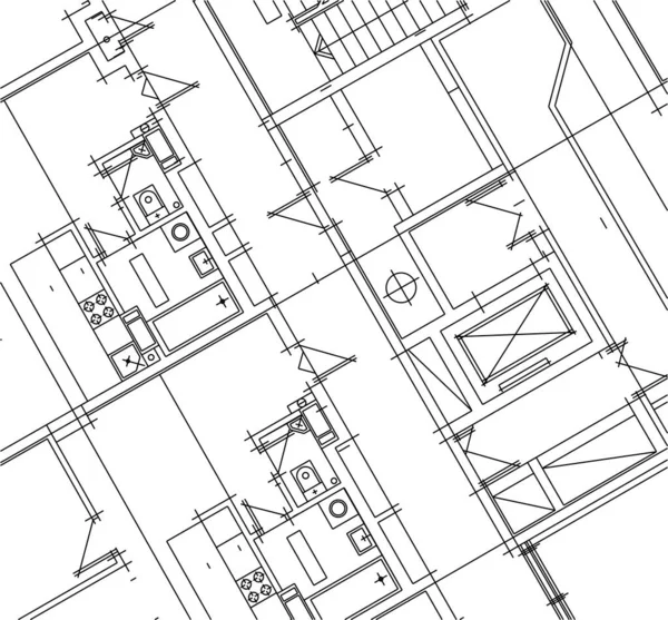 Abstraktní Kreslicí Čáry Architektonickém Pojetí Minimální Geometrické Tvary — Stockový vektor