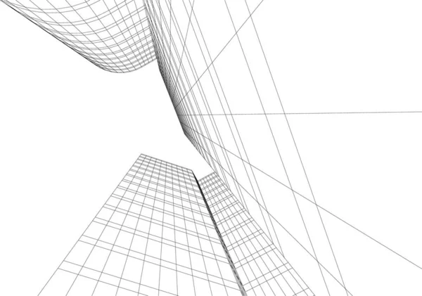 Abstrakcyjne Linie Rysunku Koncepcji Sztuki Architektonicznej Minimalne Kształty Geometryczne — Wektor stockowy